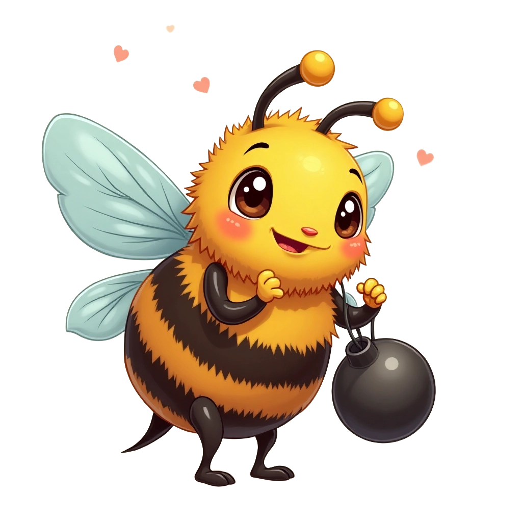 Cute Bee with Honey Pot